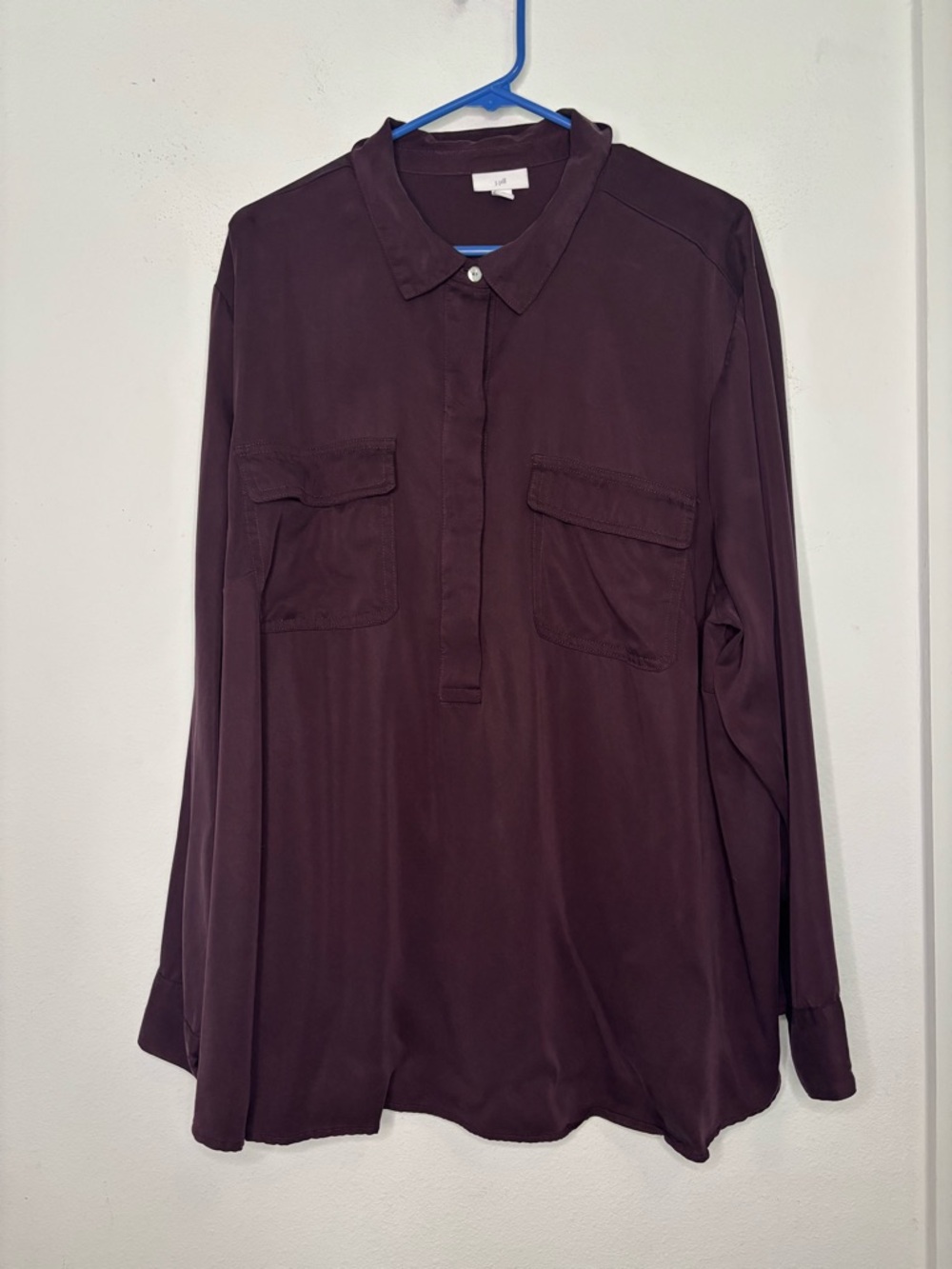 J. JILL DEEP PLUM BUTTON DOWN RELAXED TUNIC BLOUSE SZ 3X
